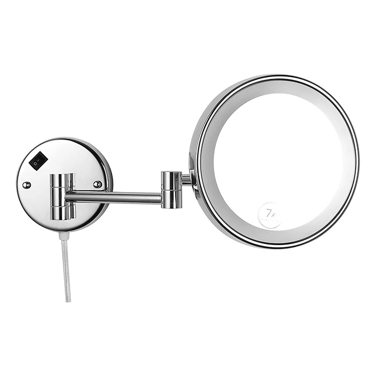 
Wall Mounted Folding Makeup Mirror Hotel Bathroom Vanity Mirror With LED Light 