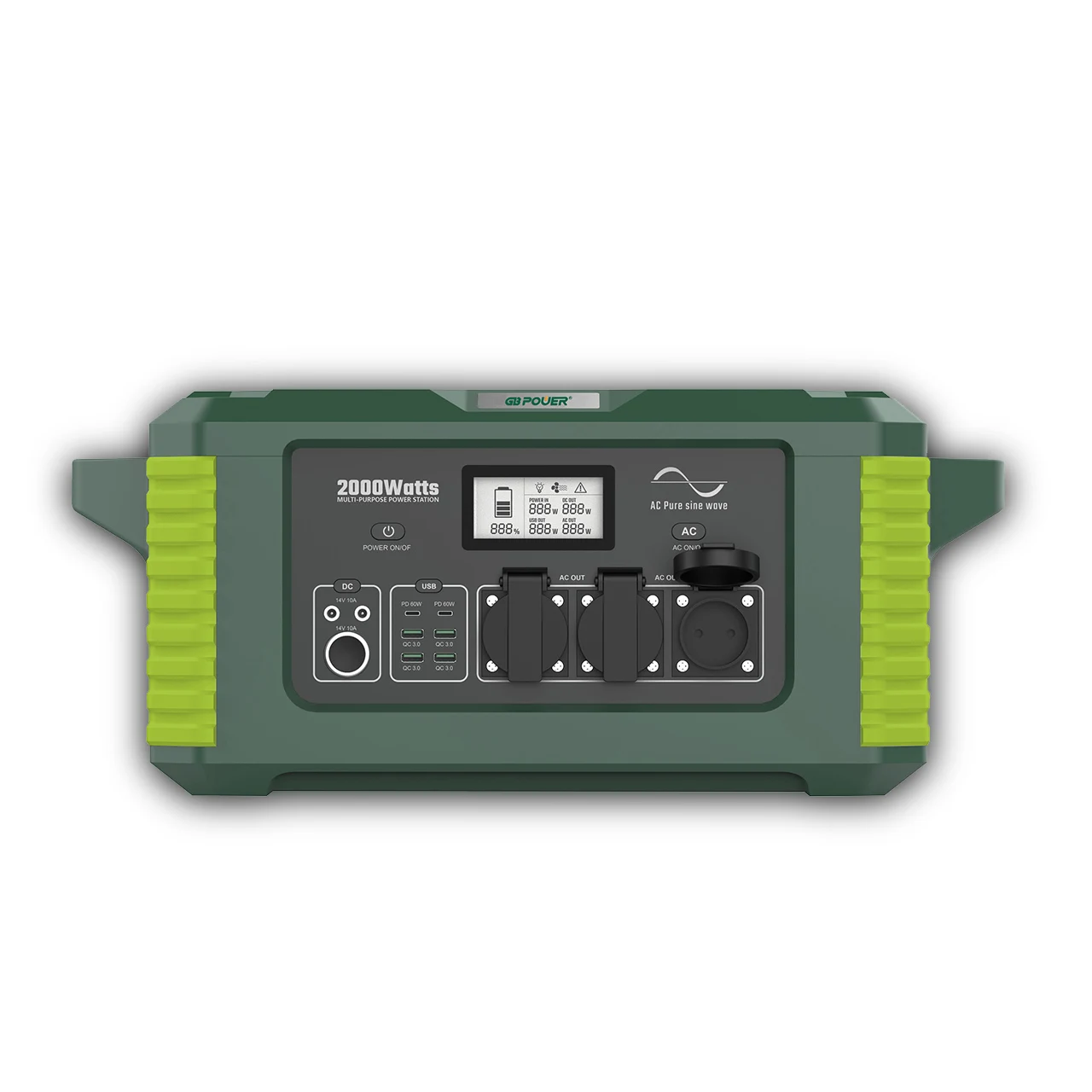 2000W Portable Lithium Lon Battery Solar Power Station RV Camping Indoor Outdoor 220V Fast Charge Replaceable Battery MPPT UPS