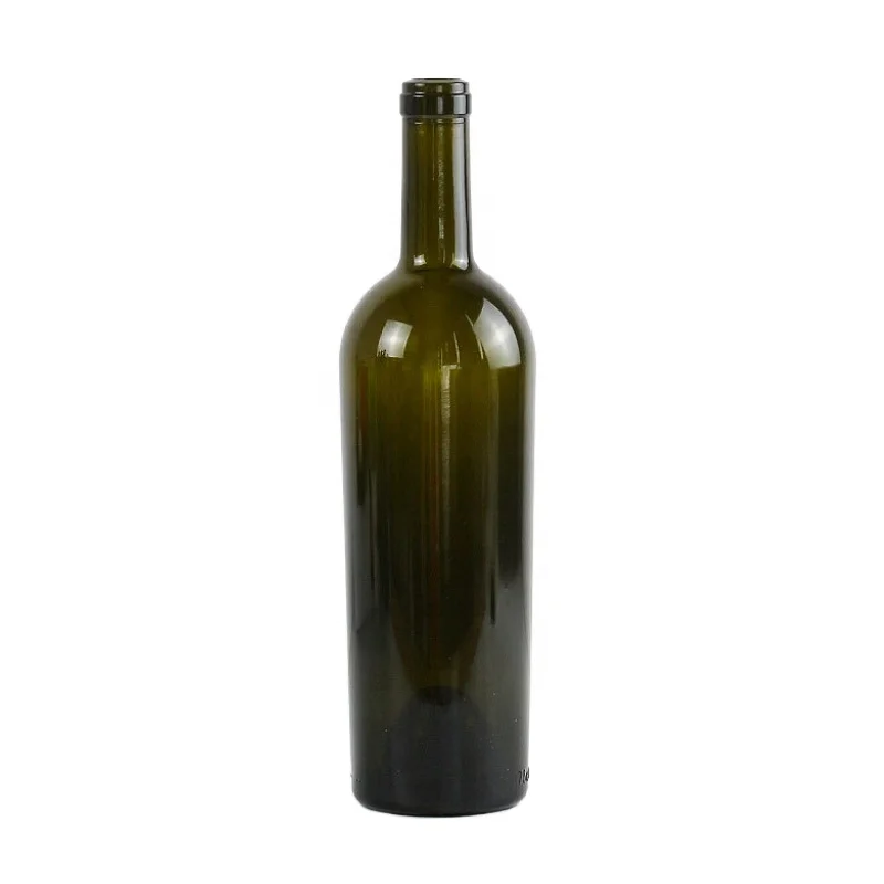 Manufacturer cheap price antique green 750ml wine bottle cork stoppers oval glass wine bottle antique wine bottle