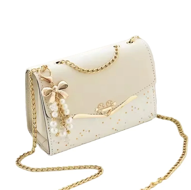 Wholesale Ladies Designer Bowknot-Decoration CrossBody Messenger Bags Fashion Confetti Purse Handbags Golden Chain Strap Mommy