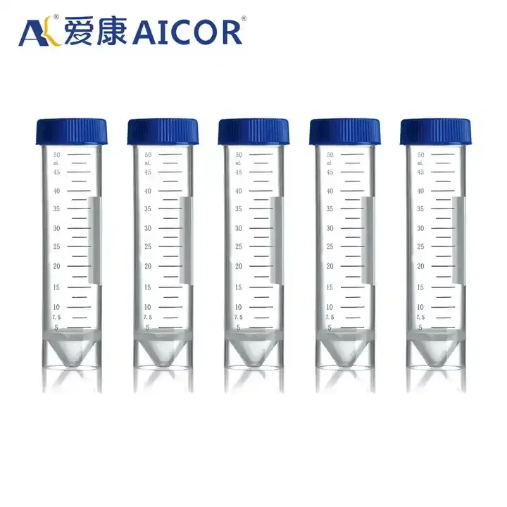 High Quality Sterile 50ML Conical Bottom Self-standing PP Plastic Test Centrifuge Tube 50 pcs/bag for Lab Use