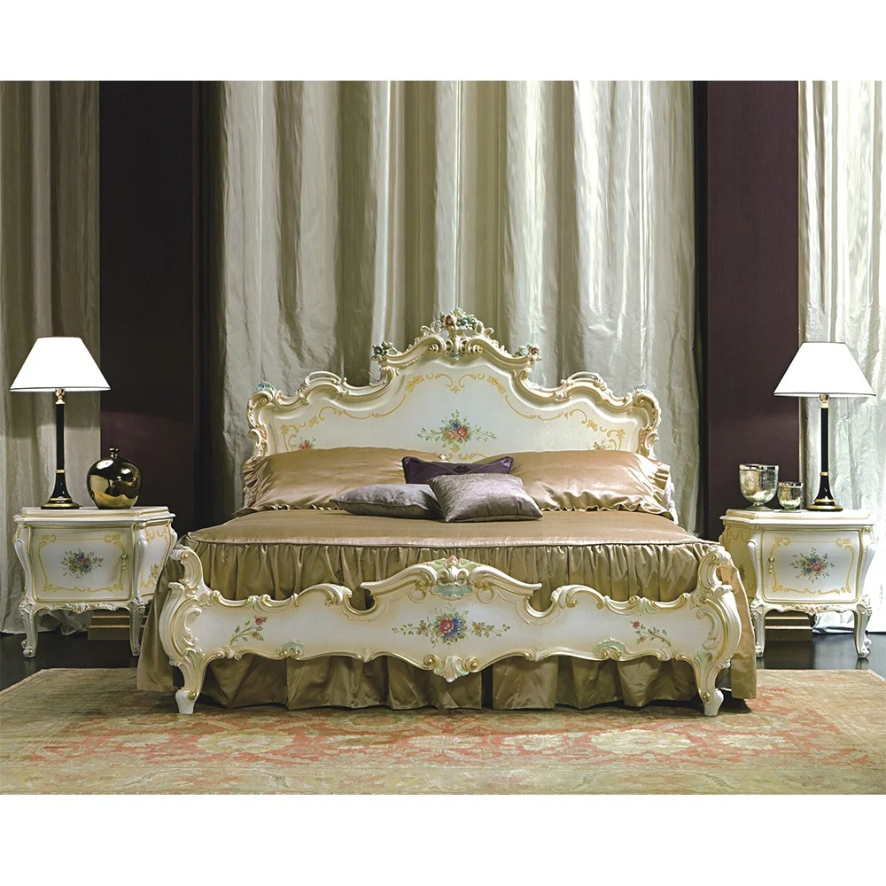 Роскошный дизайн rococo набор мебели для спальни в античном стиле