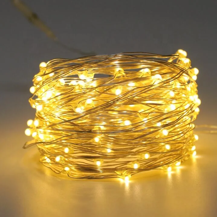 50m Warm Indoor Decor DIY Battery operated Timer 5m 10m guirnalda de luces led Silver Copper Wire String Fairy Light