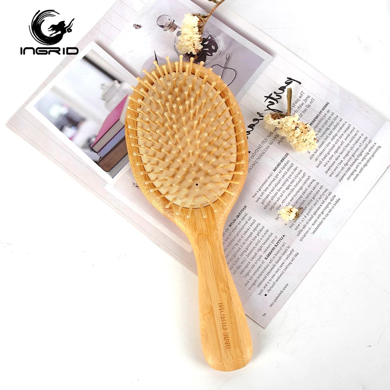 e-co friendly Massaging Scalp wooden bristle hair brush wooden paddle detangling hair brush