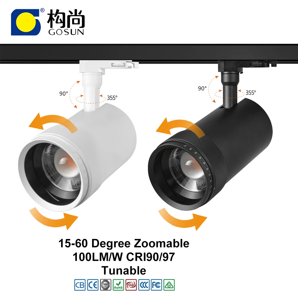 shenzhen led track light factories gosun Built-in spotlights zoomable track light