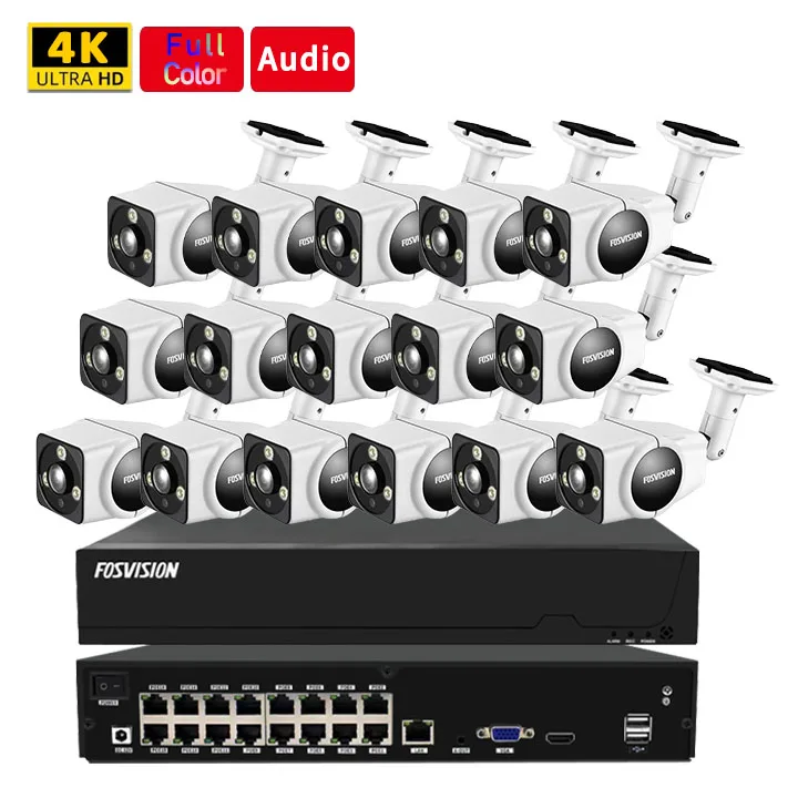 High quality cctv camera Full Color 4K/8mp 16ch Ip Poe Nvr CCTV Camera System Camera Kit Set Nvr Home Security Cctv System