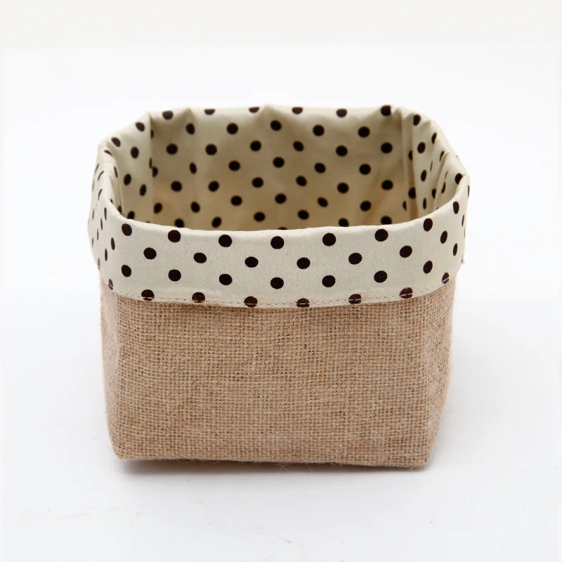 Household Cotton Linen Cloth Storage Basket Desktop Dressing Table Cosmetics Storage Box Desk Stationery Sundries Storage Basket