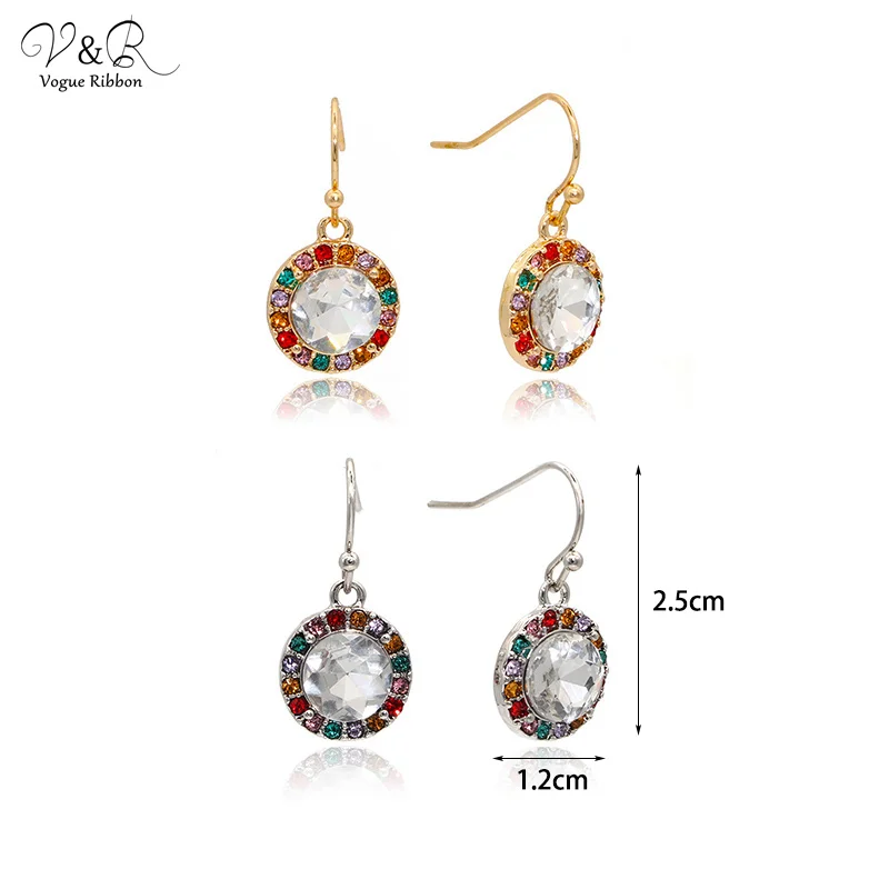 V&R Valentines Day Gifts Women Fashion Jewelry CZ Zircon earrings Diamond 925 silver Plated Rhinestone Crystal Stud Earrings
