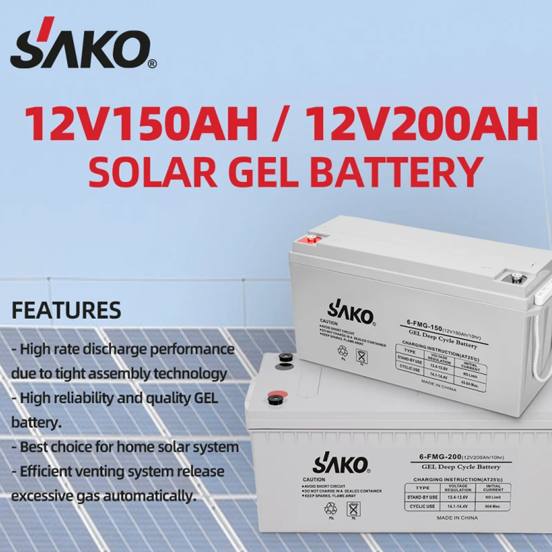 Sako Deep Cycle GEL Lead Acid Battery 200Ah 12V 150Ah Solar Power Energy Storage Battery
