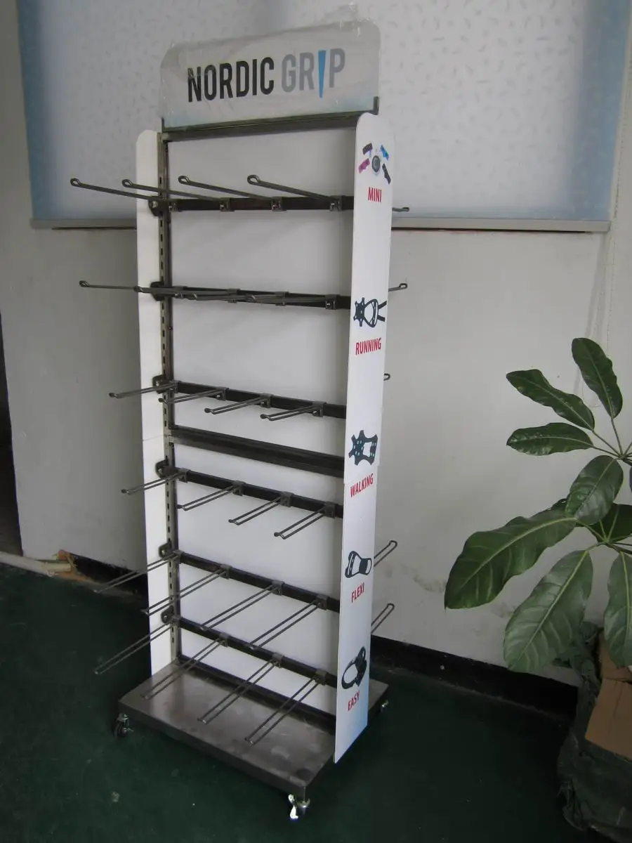 custom retail metal floor wire hook display stands for hanging items/custom display racks for bagged candy and snacks