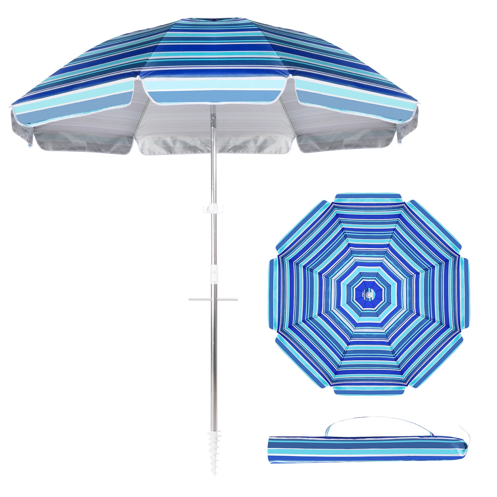Custom Wholesale Aluminium Alloy Portable Windproof Manual Foldable Fishing Garden Sun Folding Outdoor Beach Patio Umbrella