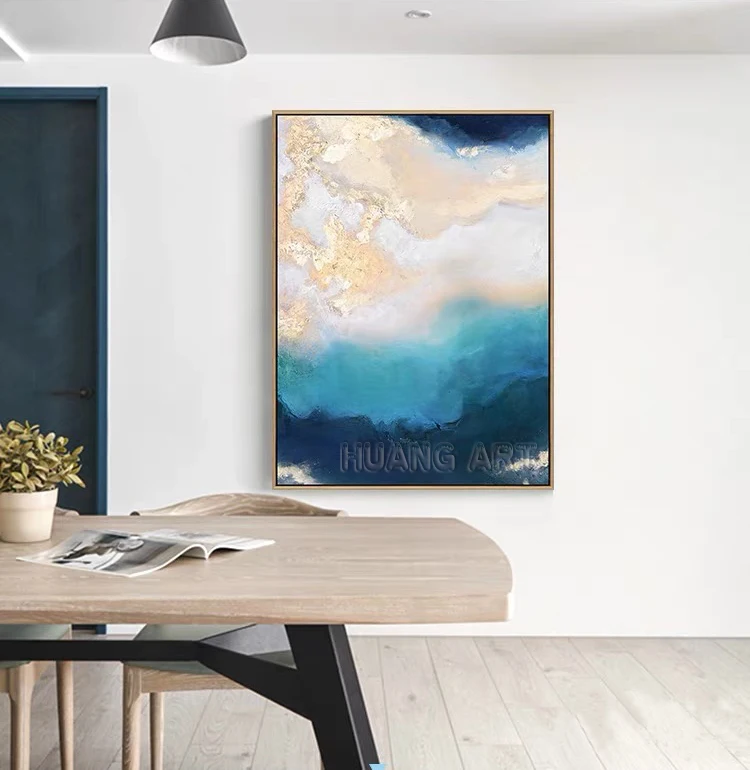 New Arrival Europe Artist Hand-painted Modern Abstract Oil Painting On Canvas Gold Foil Abstract Oil Picture For Wall Decoration