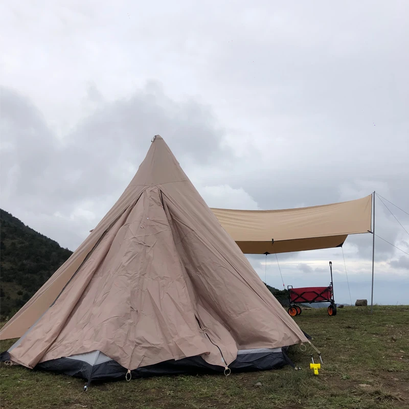 2021 Cotton Outdoor Tents Glamping thick Teepee Tent Waterproof Pyramid Indian Tent 3-5 people