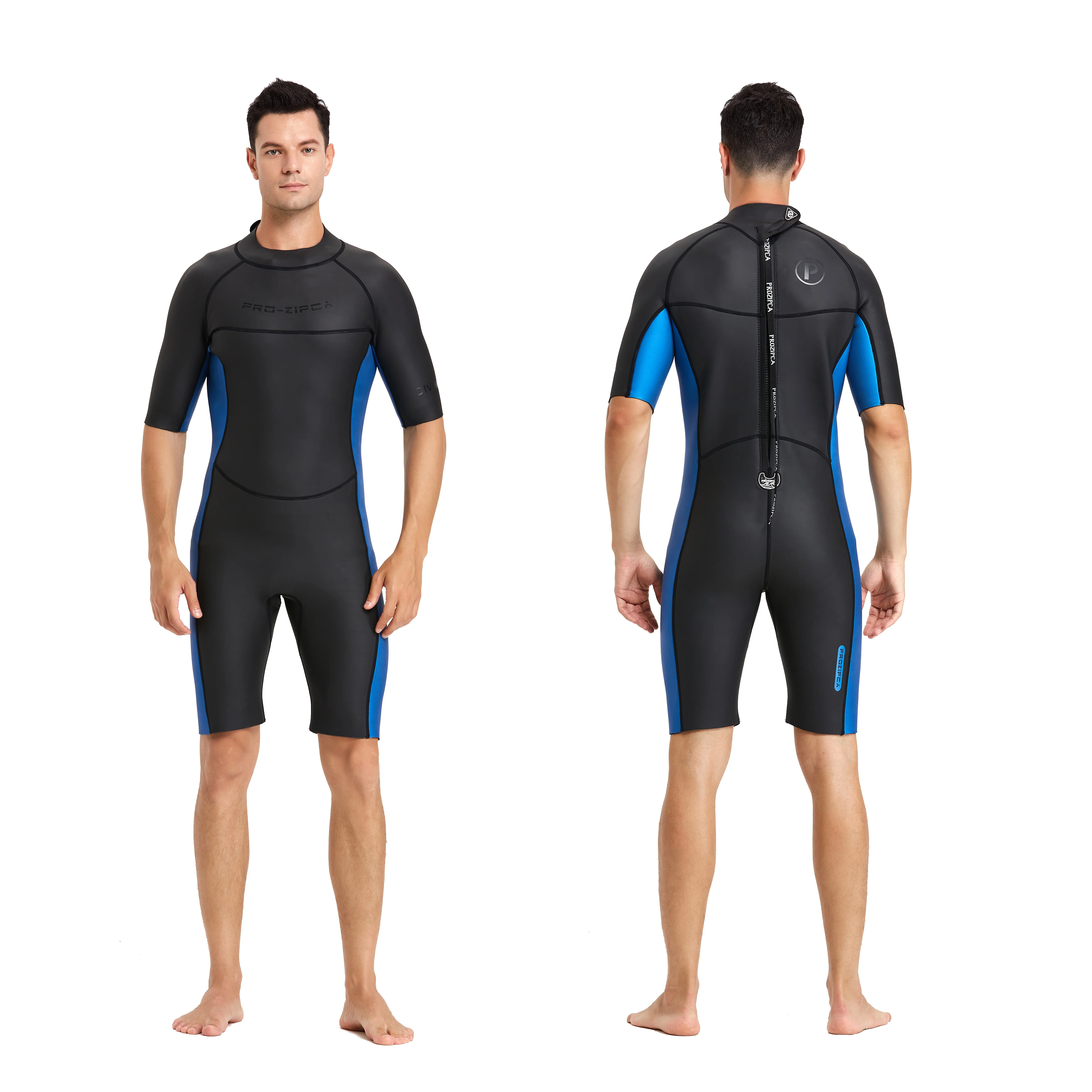 Customized Breathable One Piece Freediving Snorkeling Beach Wear Long Sleeve Back Zip Shorts Neoprene 3Mm Men Wet Surf Suit