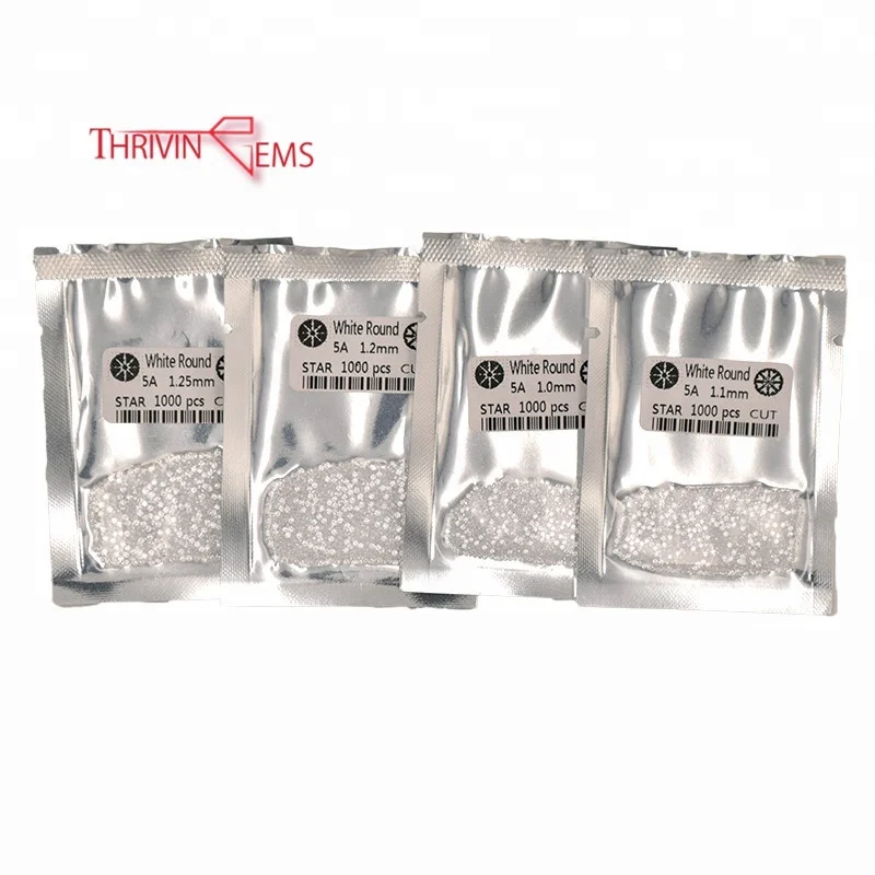 Thriving Gems Wholesale Small Size5A-7A Cubic Zirconia Price 1000 pcs/bag White Round Brilliant Cut CZ Stone