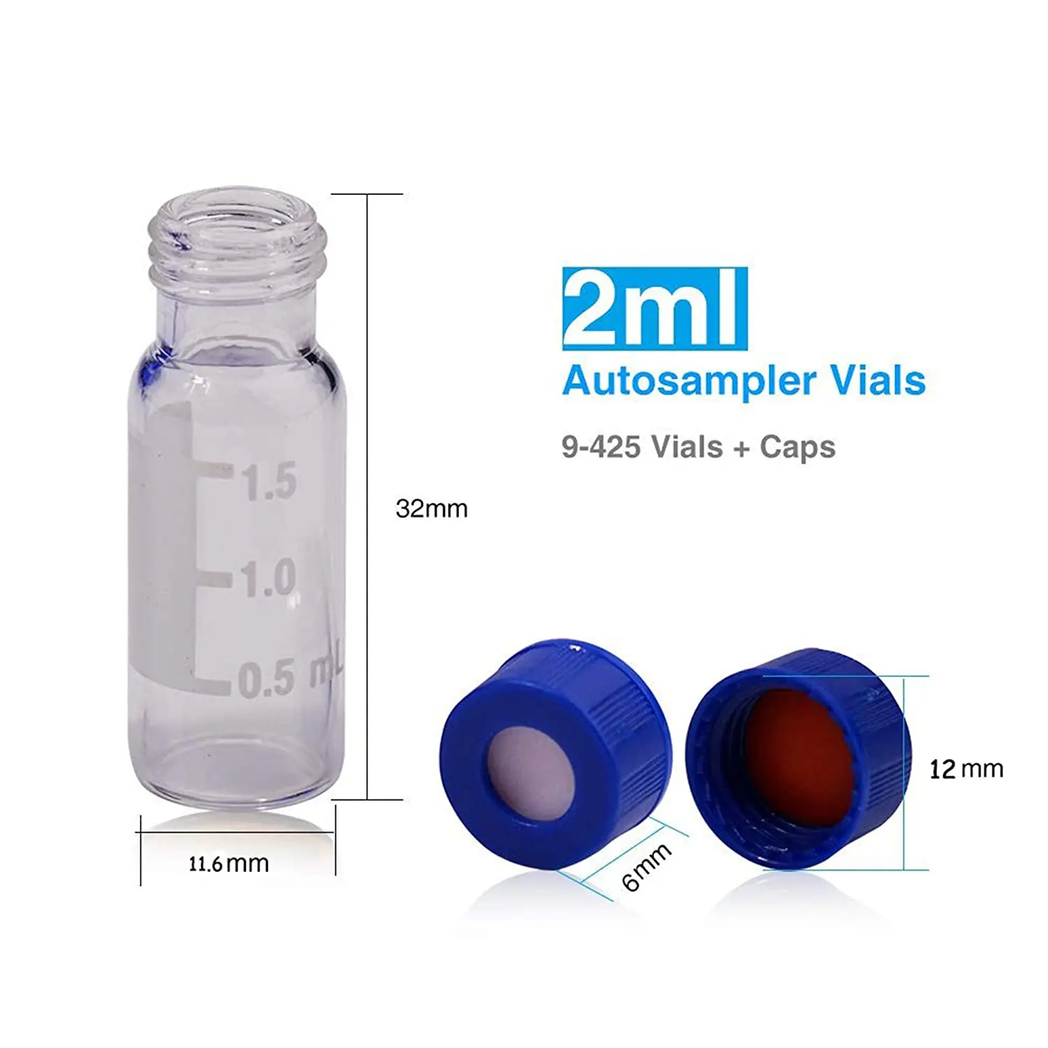 LANJING Wholesales Clear 2ml Autosampler Vials with/without Write-on Spot HPLC Vials with Screw 9mm Finish