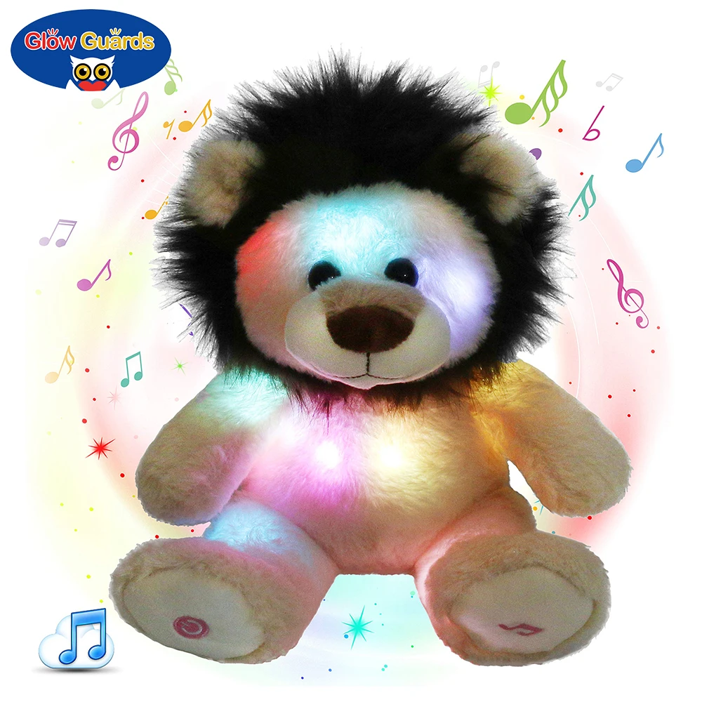 Glow Guards 10' Light up Stuffed Lion Wildlife Animals Soft Plush Toy with LED Night Lights Glow in Darkness Birthday