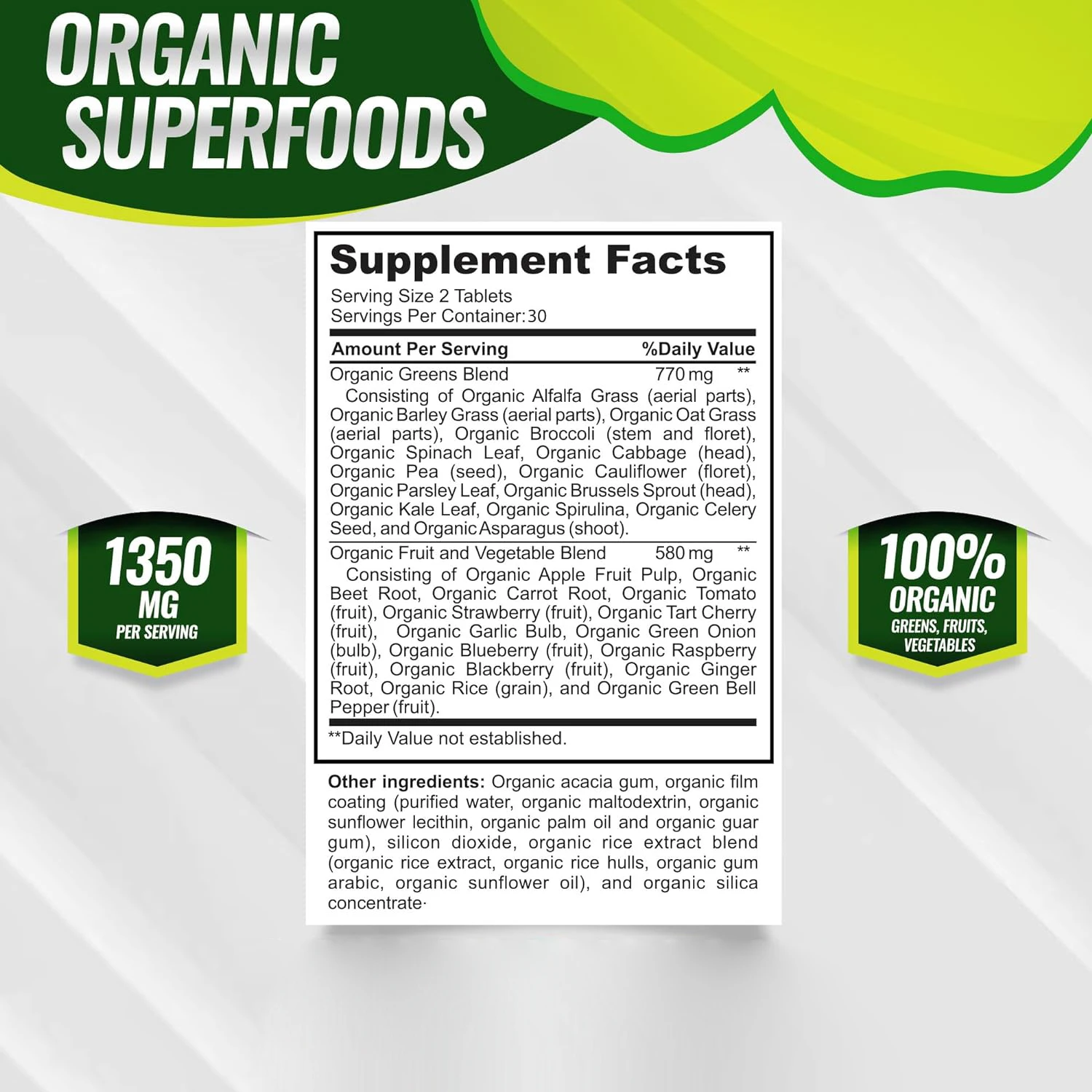 100% Pure Organic Chlorella Spirulina Powder 250mg 500mg Superfood Green Tablets