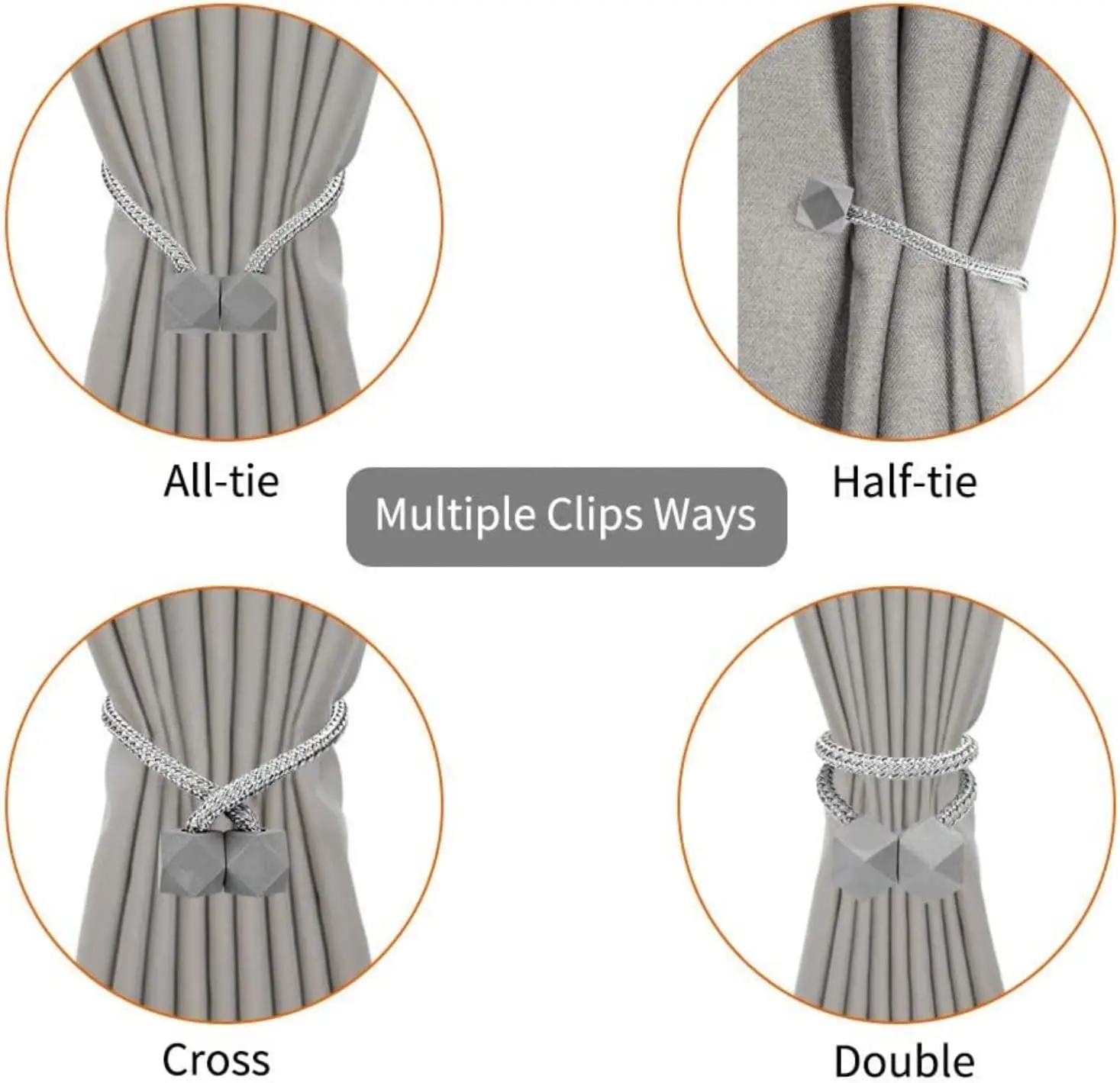 Curtain Tiebacks Magnetic 2pcs Support Wholesale Price European Convenient Drape Tie Backs Decorative Handmade Rope Holdback