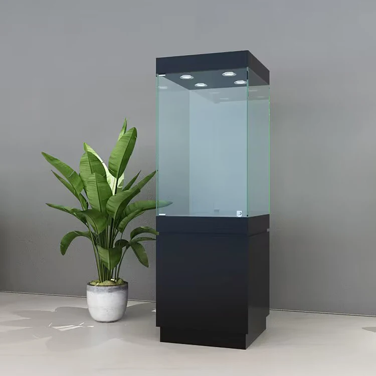 Custom jewelry glass display cases LED lighting pedestal Museum display cases