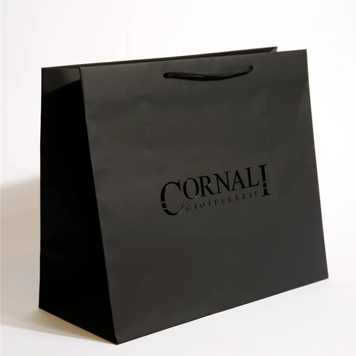 Hot sale closed top white custom logo jewelry paper shopping bags with ribbon