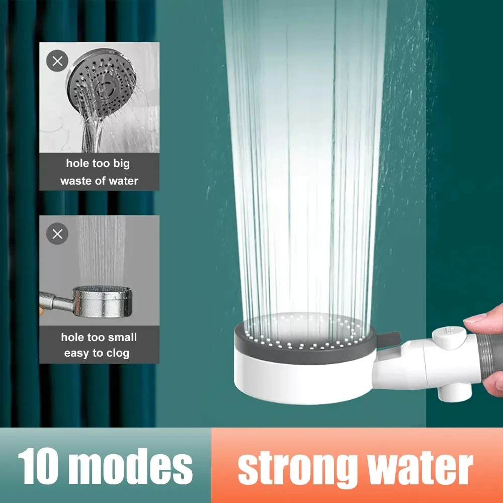 10 Modes High-Pressure Filtered Shower Head One Key Stop Water Bathroom Handheld Showerhead Portable Shower Nozzle