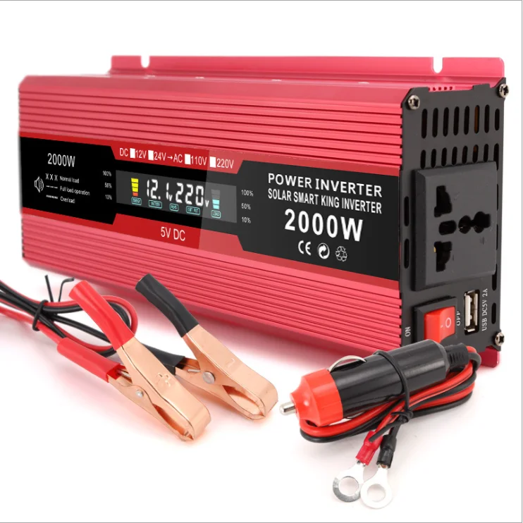 Car Power inverter LCD display US Plug 500W 1000W 2000W USB 12V/24V to 220V Out Door Supply Accessories