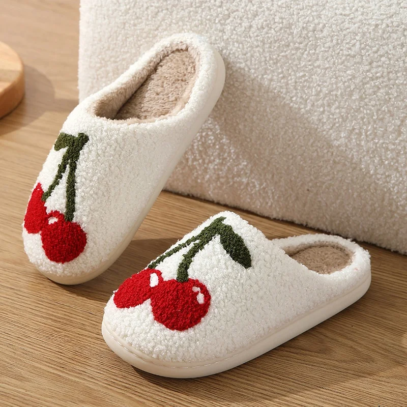 Winter Plush Indoor Slide Slippers Custom Logo House Furry Warm Home  Plush Slipper For Women Girls