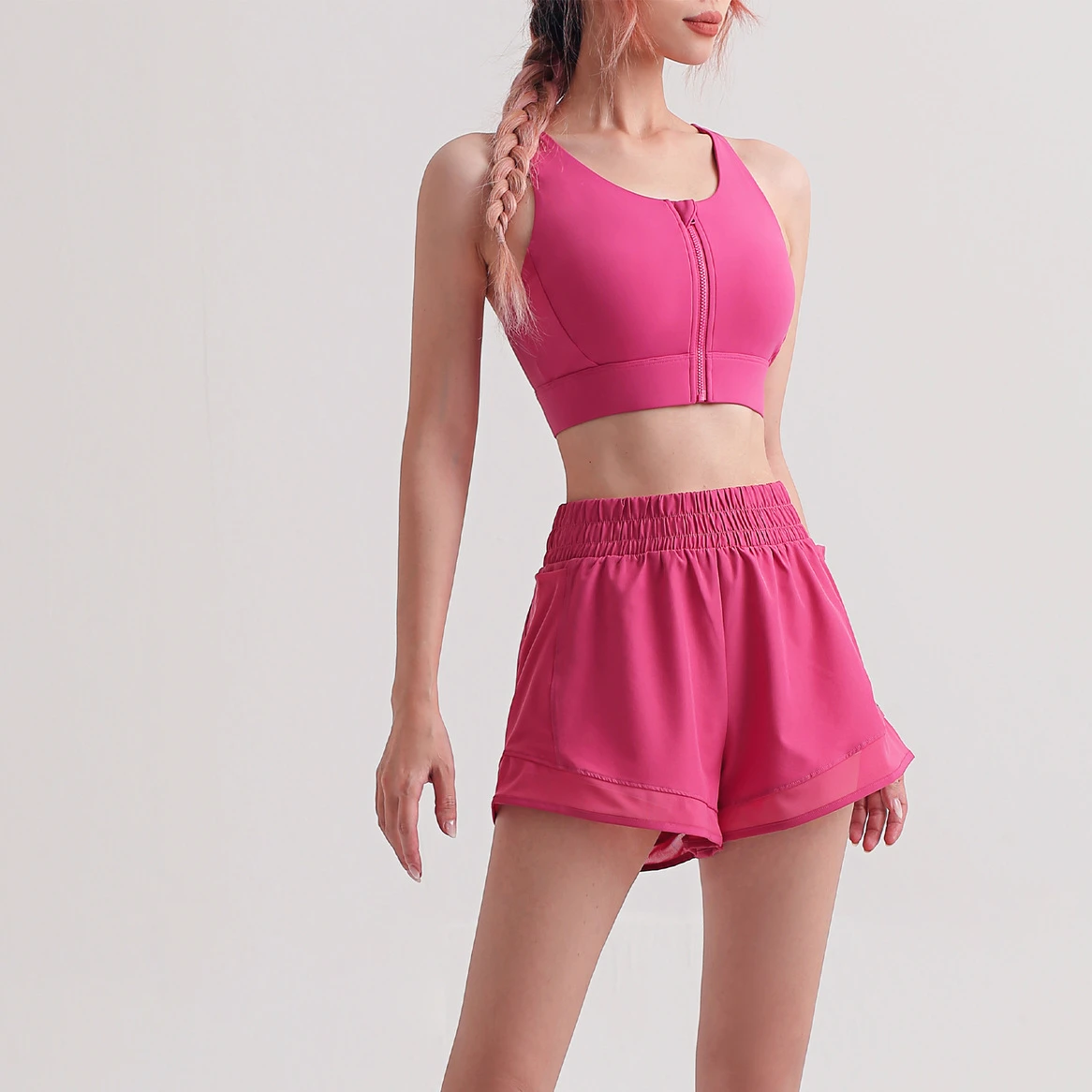 Wholesale High neck not pink open front zip up bra custom sports bra zip up