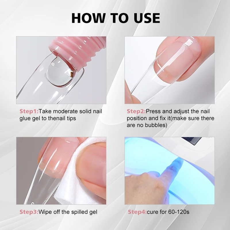 2024 New Solid Nail Gel Glue for Press on Nails Long Lasting Super Fast Dry UV Gel Private Label Solid Nail Tips Gel