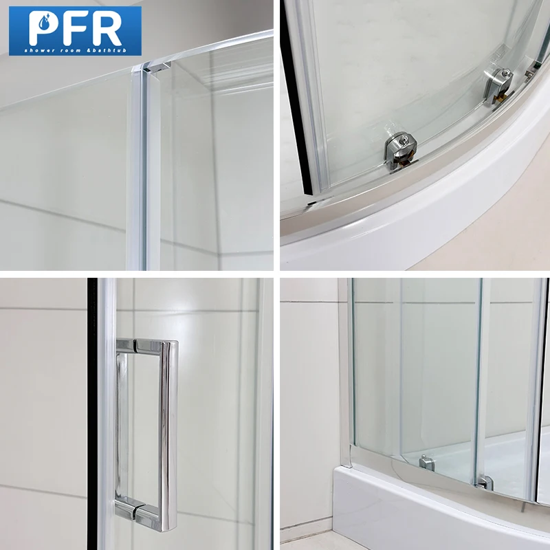 Modern 6mm Tempered Glass Sliding Shower Cabin with Stainless Frame Waterproof   for Home or Hotel Use