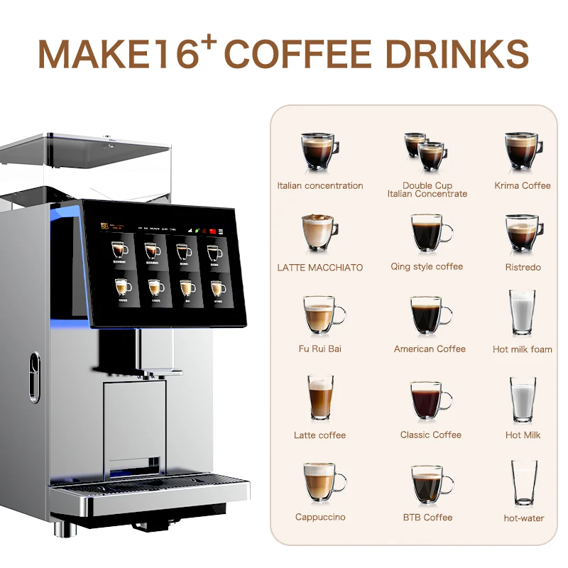 BTB-302 Digital Touch Screen Coffee Machine Super Commercial Automatic Espresso Machine