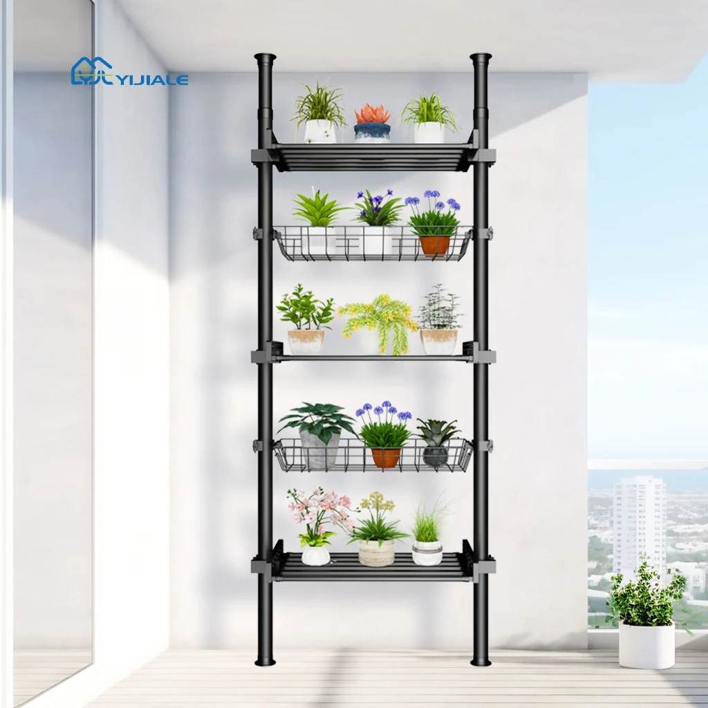 Modern Design Thickened Heavy-Duty Plant Stand Adjustable Flower Shelf Stand for Balcony