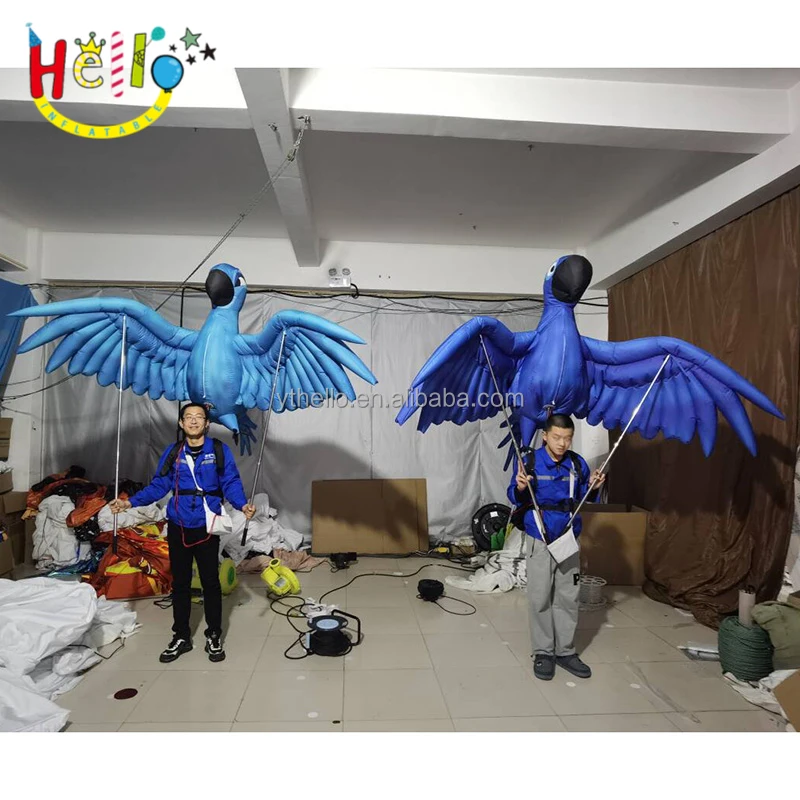 Festival Parade Inflatable Mascot Bird Costume Blue Inflatable Parrot Costume
