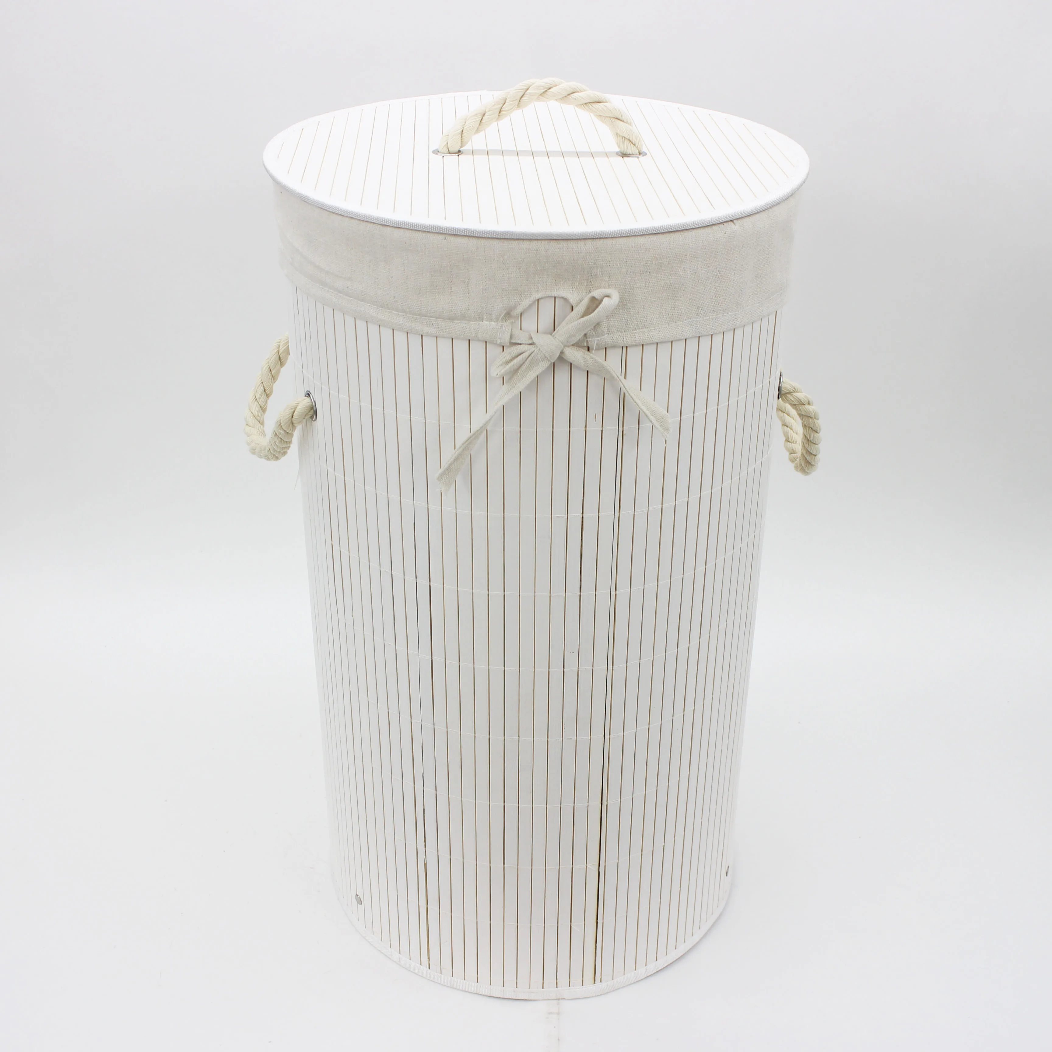 Factory direct supply of bamboo curtains for making dirty clothes baskets with inner lining storage baskets