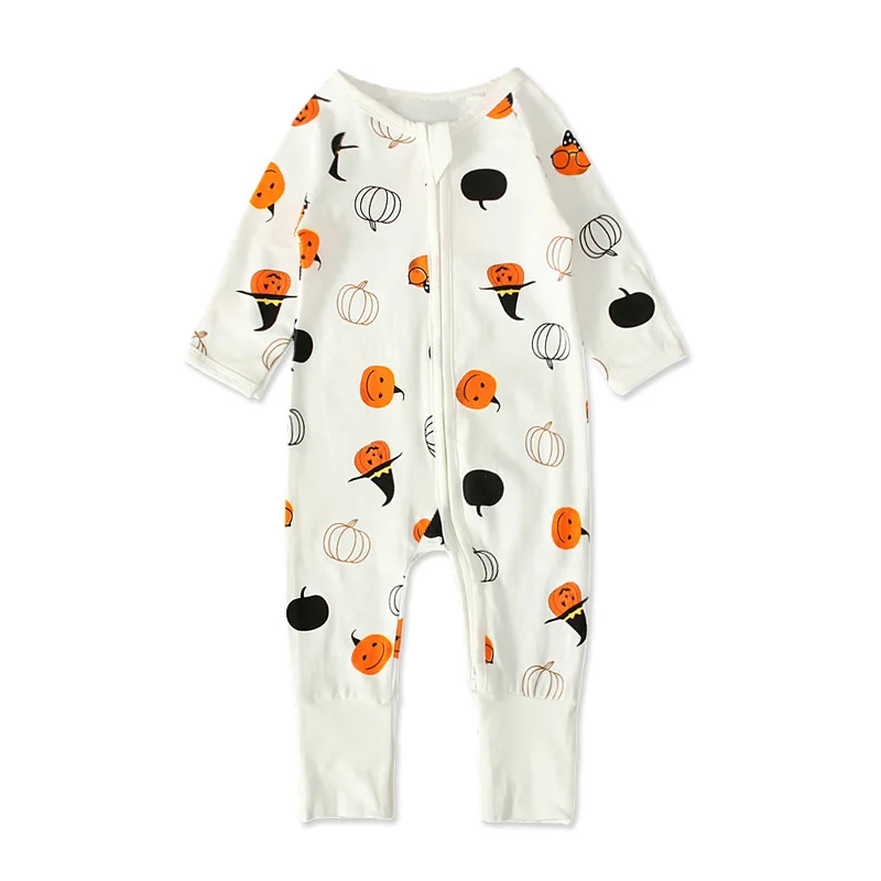 
Two way zip halloween overall printing Overall Cotton Baby Boy Girl Sleep Zip Front Sleeper Pajamas 