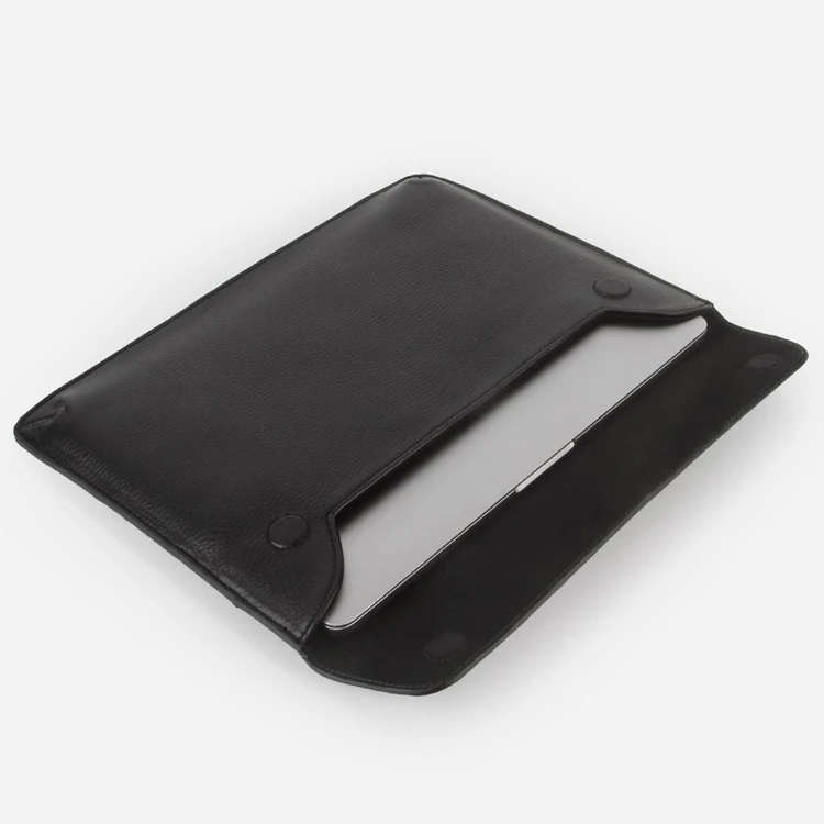 Portable business leather computer cover bag slim laptop case pouch black pu laptop sleeve