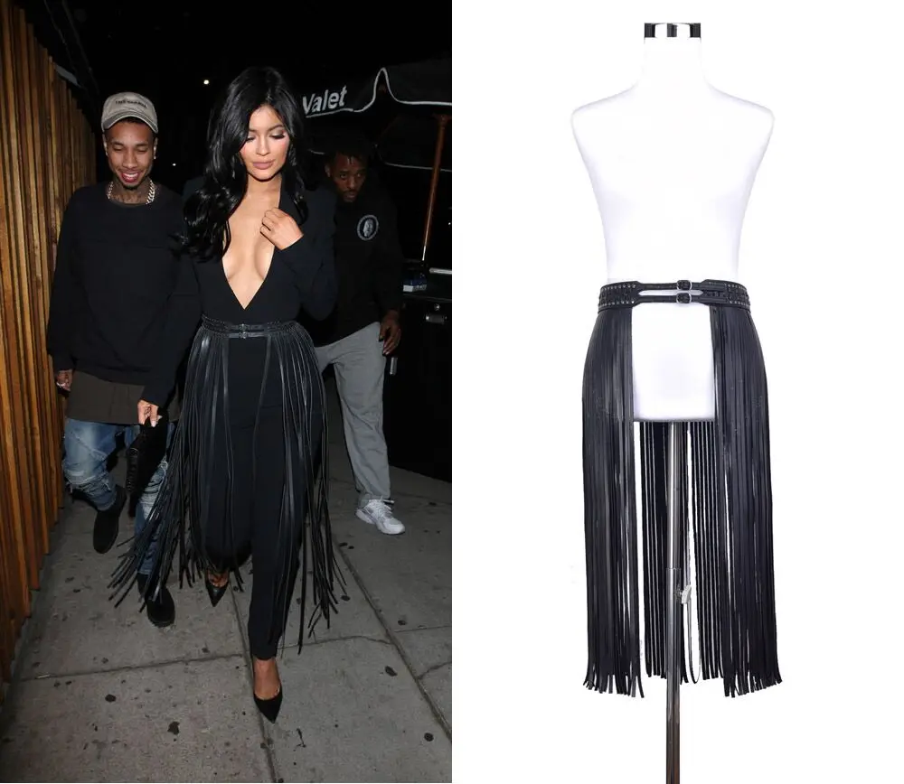 Europe fashion Punk rivet wearing rope long tassel girdle female Black Leather Belt wild for women High Waist belt Decorative