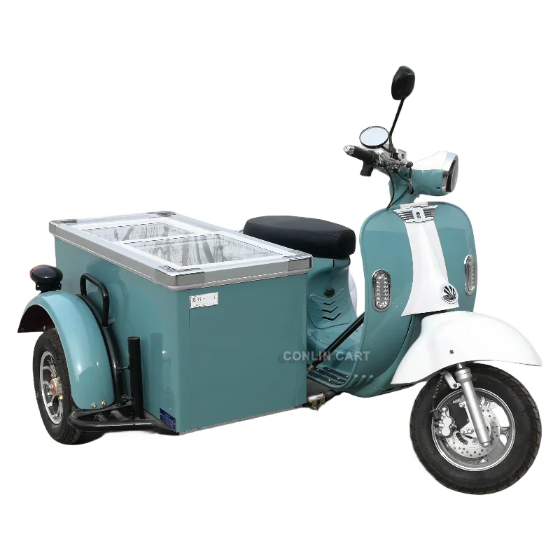 New Arrived Motorcycle Ice Cream Bike Tricycle Ice Cream Electric Refrigerators Ice Cream Moped For Sale