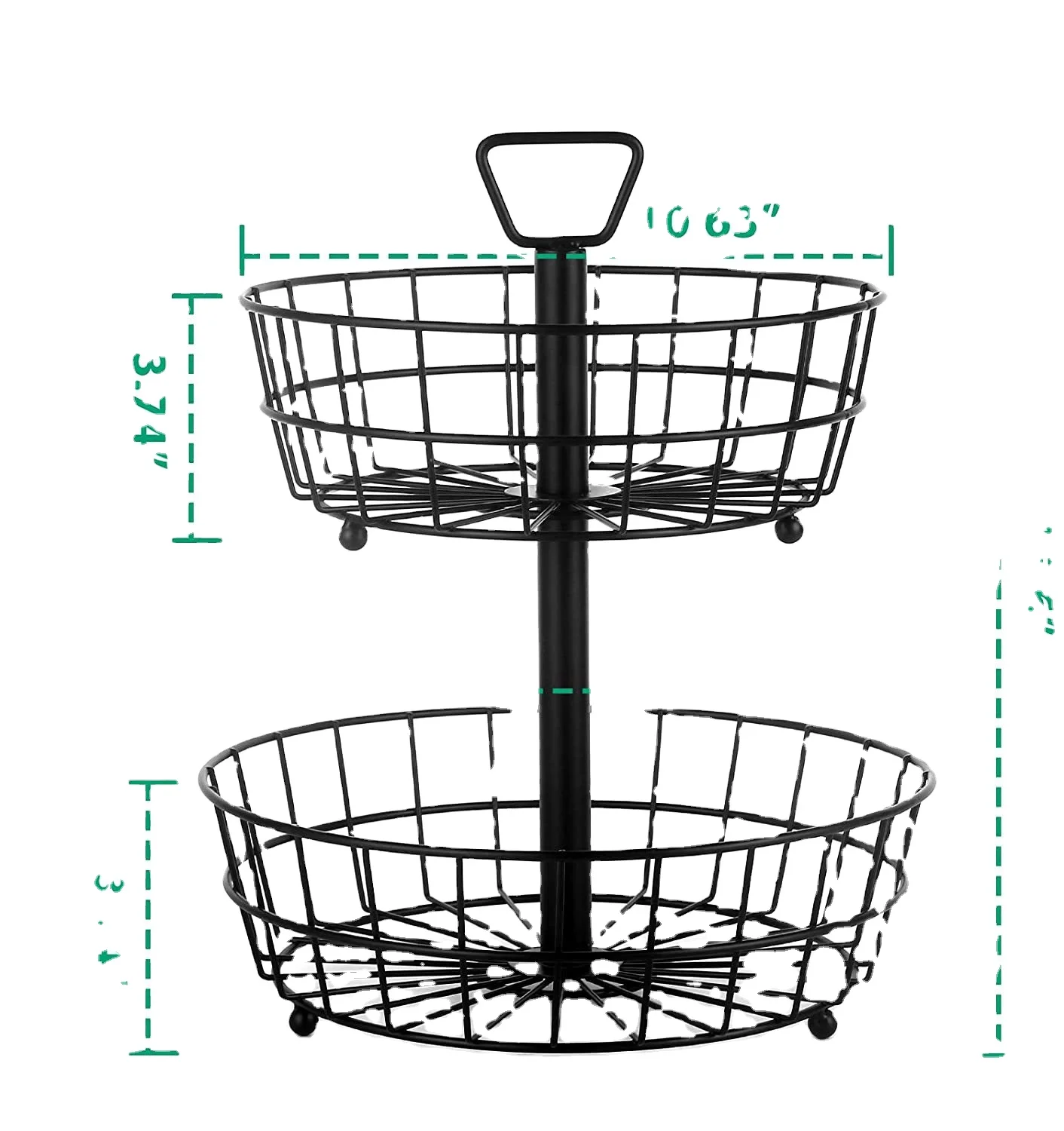 Home kitchen accessories metal iron wire 2 tier fruit basket