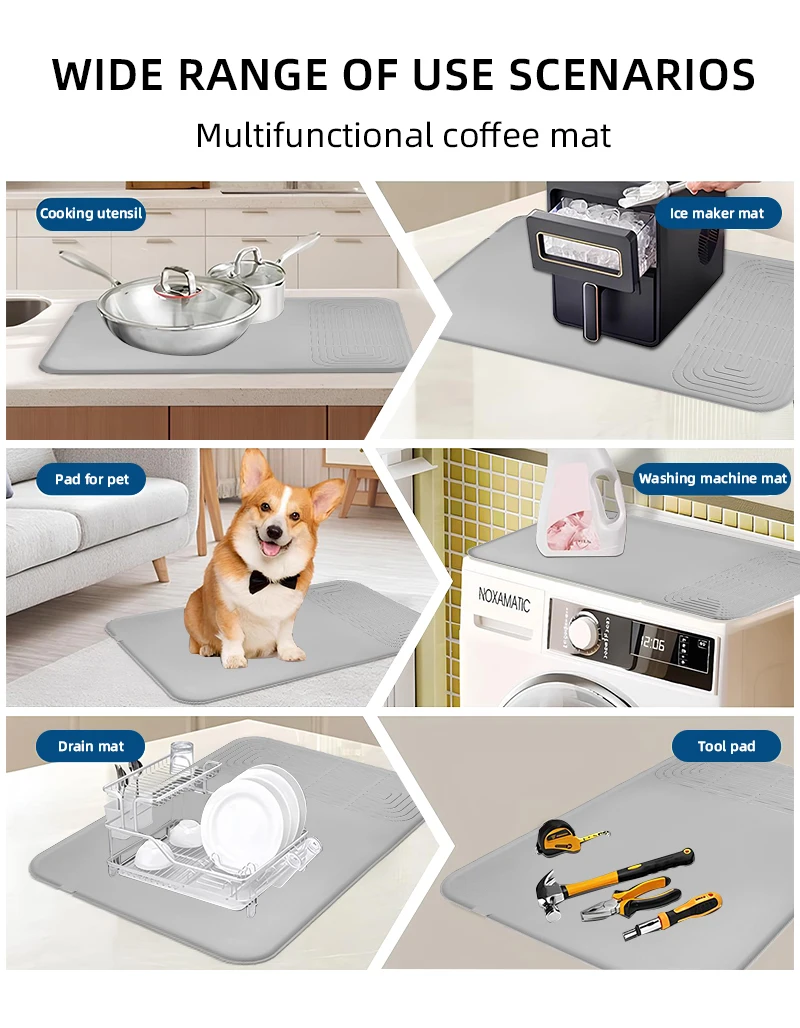 Kitchen Counter Coffee Mat Under Sink Mats for Kitchen Waterproof for Countertop Coffee Bar Accessories