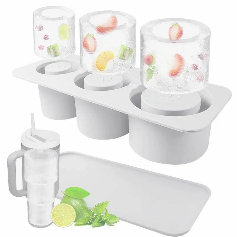 Factory Price Reusable Silicone Ice Hollow Cylinder Tray Mold Big Ice Cube Maker Mold for Stanley Beer Cup Accessories