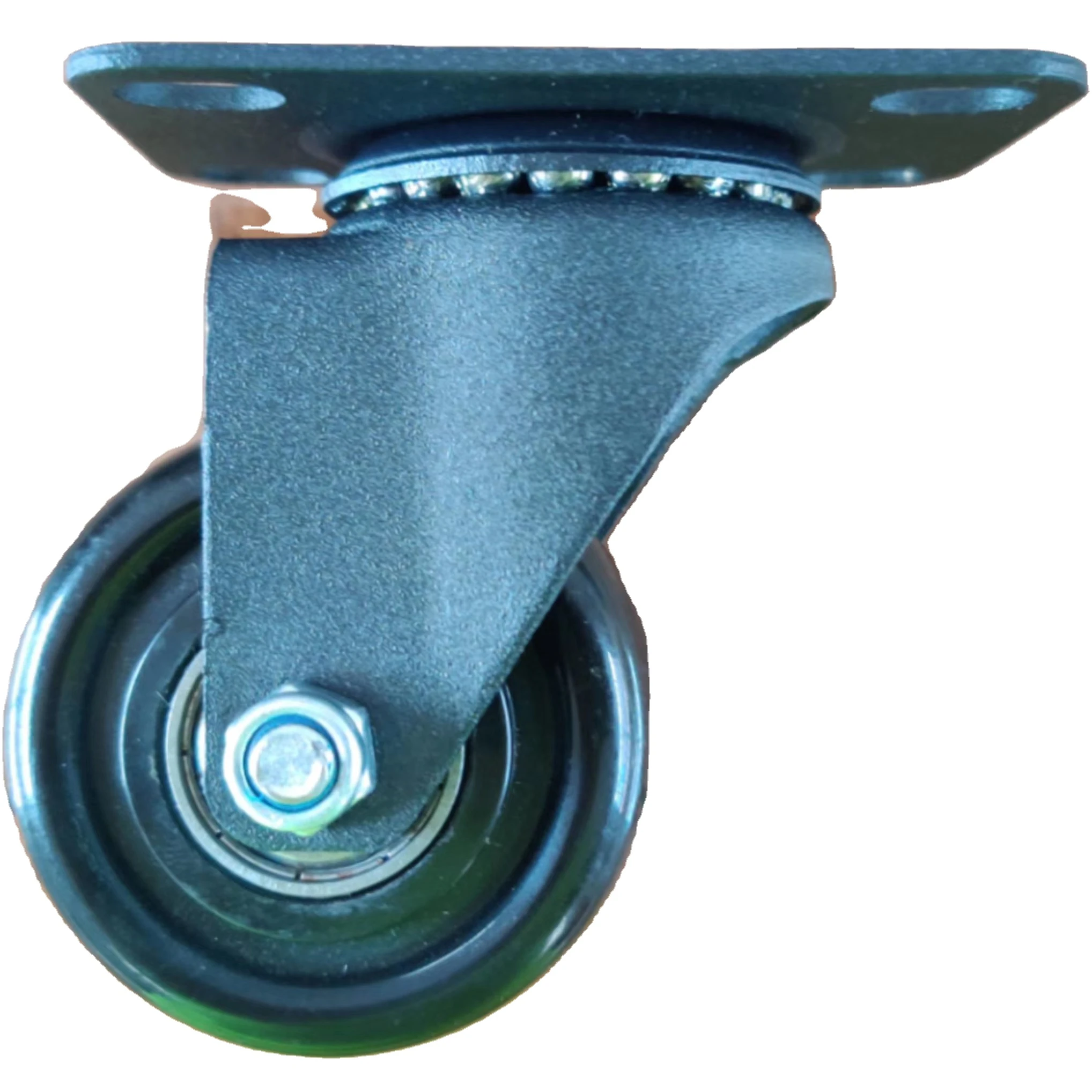 High Quality Light Duty Top Plate Sand Blast Fork Blue PU Swivel Caster Wheel 50mm