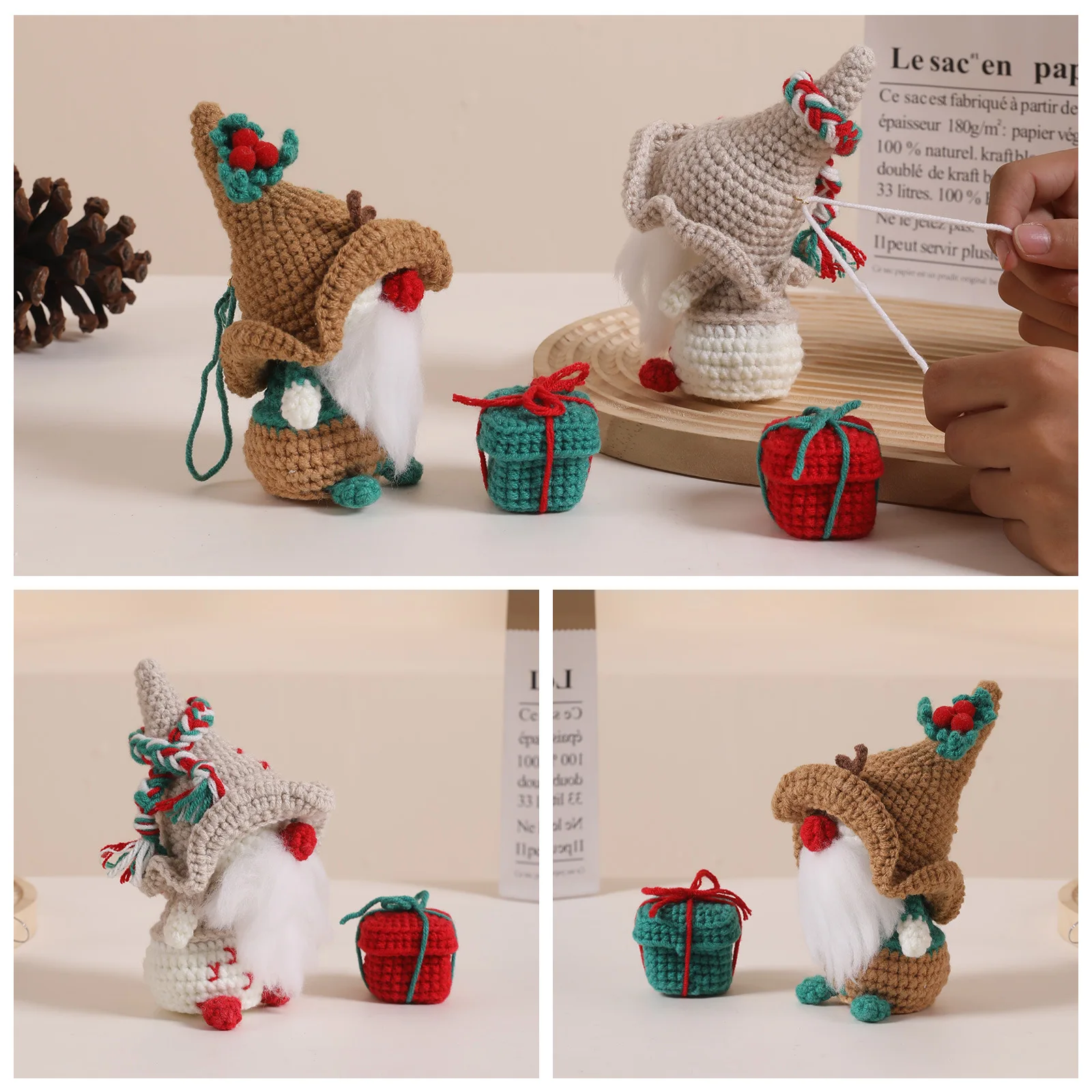 Christmas Gnome and Gift Boxs Crochet Kit for Adult Beginners with Step-by-Step Video Tutorials