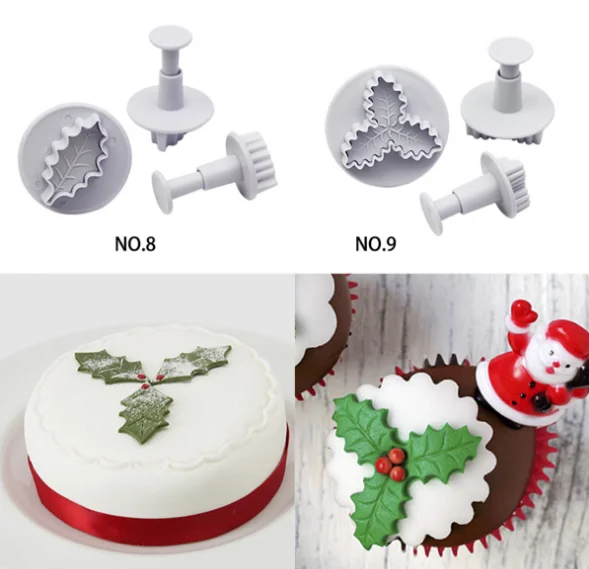 
3pcs 3D Mini Leaf cutters cookie Stamp Set 