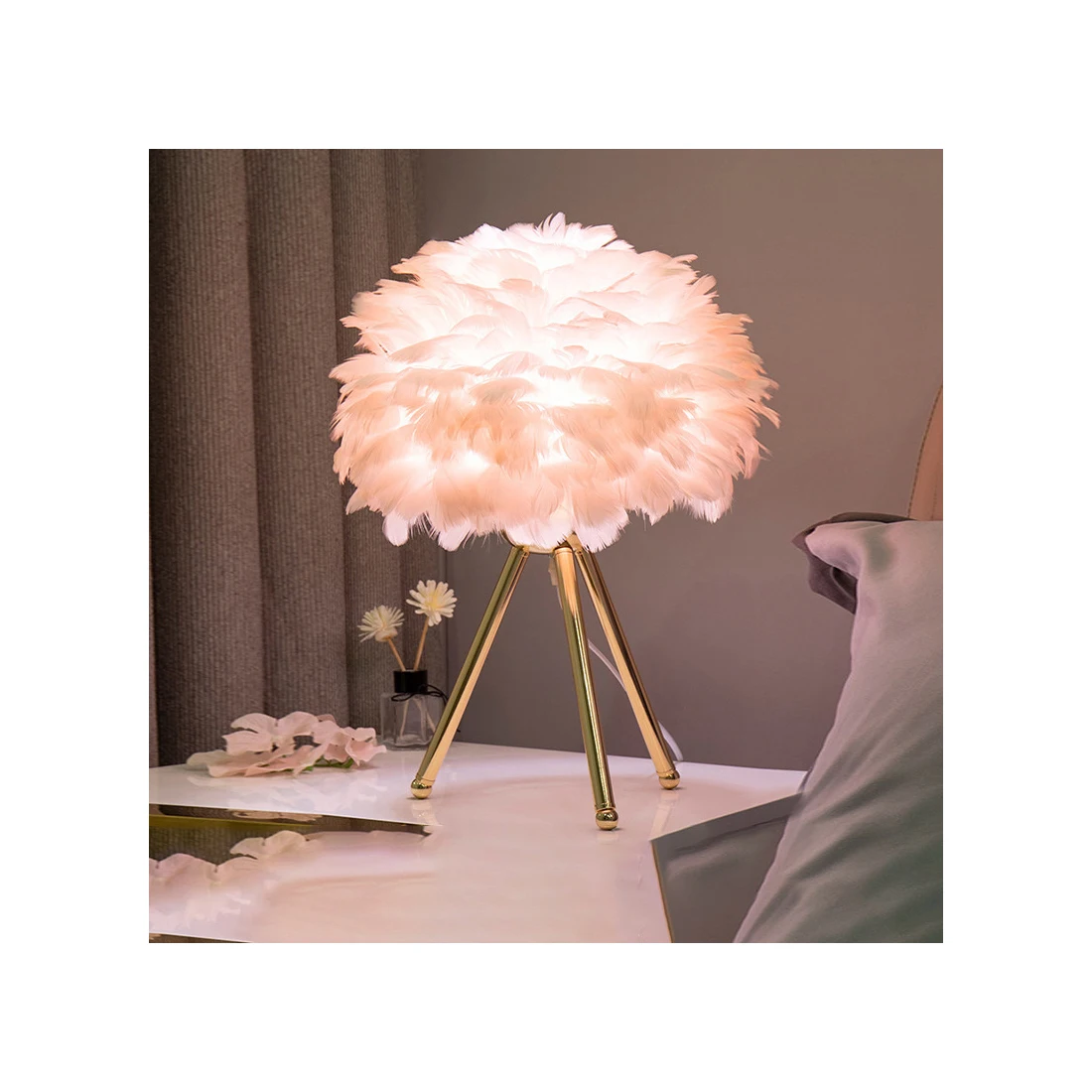 Home Decor Living Room Bedroom Chandelier Lamp Modern Natural Ostrich Led Floor Lamp