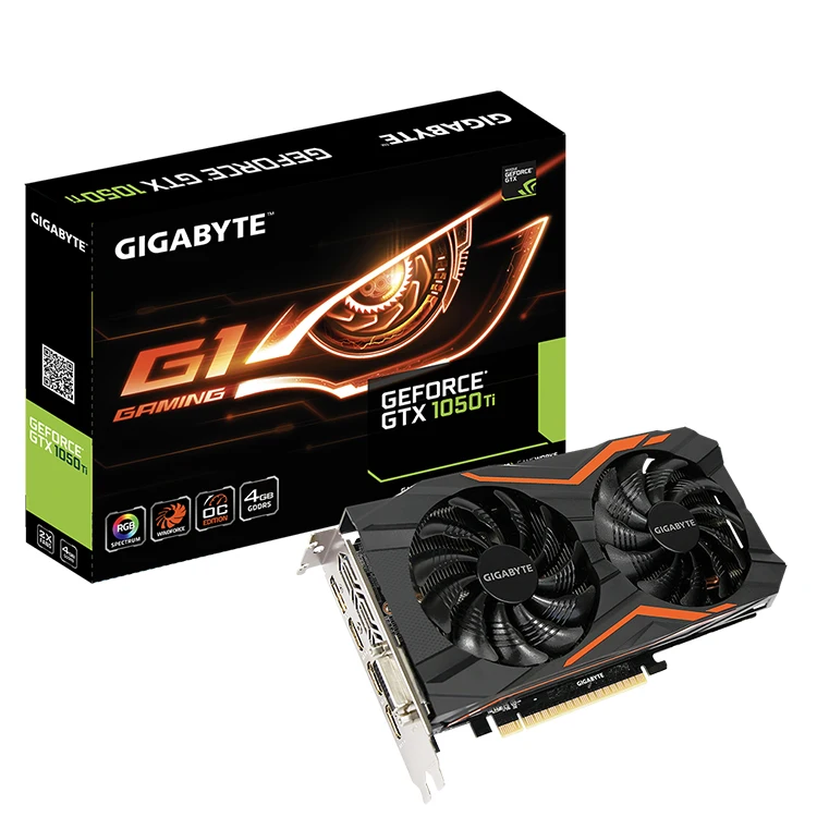 Видеокарта GIGABYTE NVIDIA GeForce GTX1050Ti G1 Gaming 4G с 4 ГБ GDDR5 128 бит памяти (GV-N105TG1