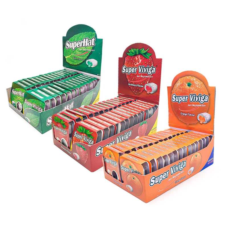 Fruit Flavor Tablet Candy Xylitol Filled Jam Chewing Gum Piece