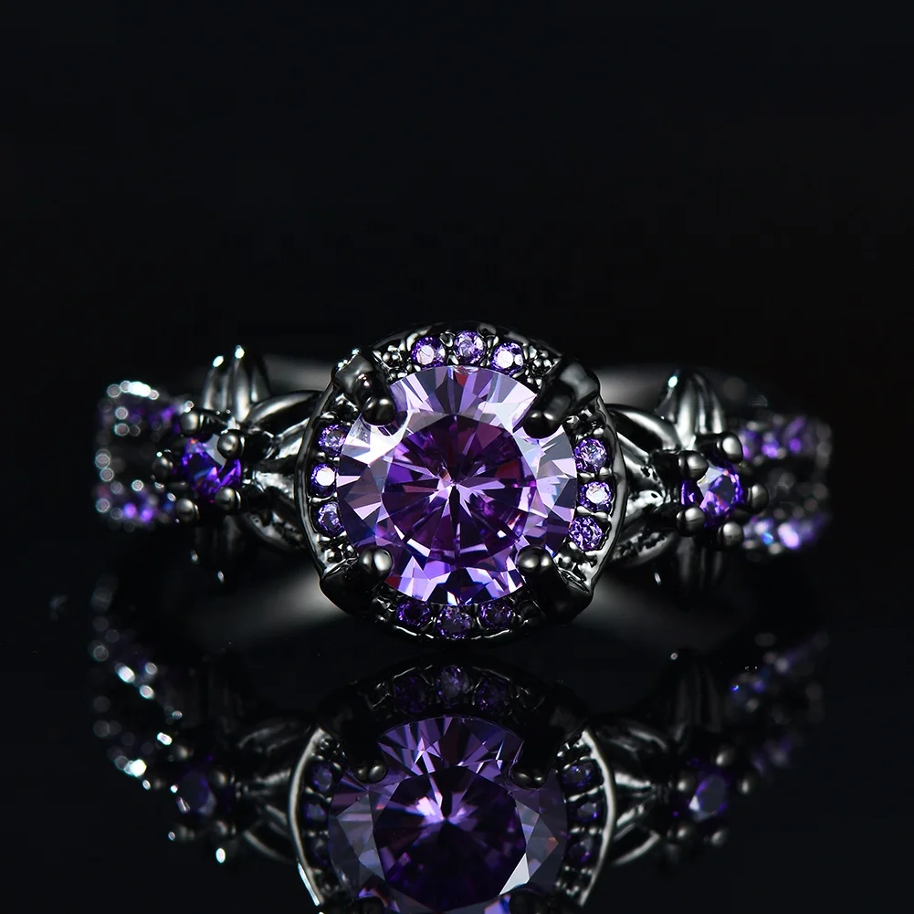 
Vintage unisex 14k black gold ring jewelry wedding diamond zircon rings for gifts 