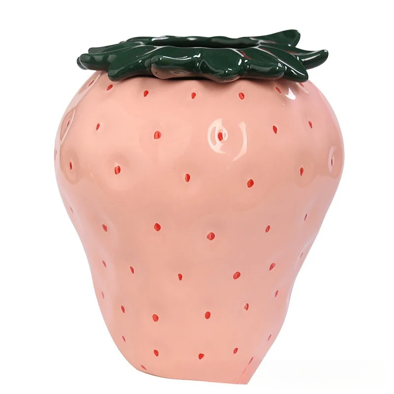 Strawberry ceramic vase flower pot living room home decor small vase advanced sense of ins wind high appearance level